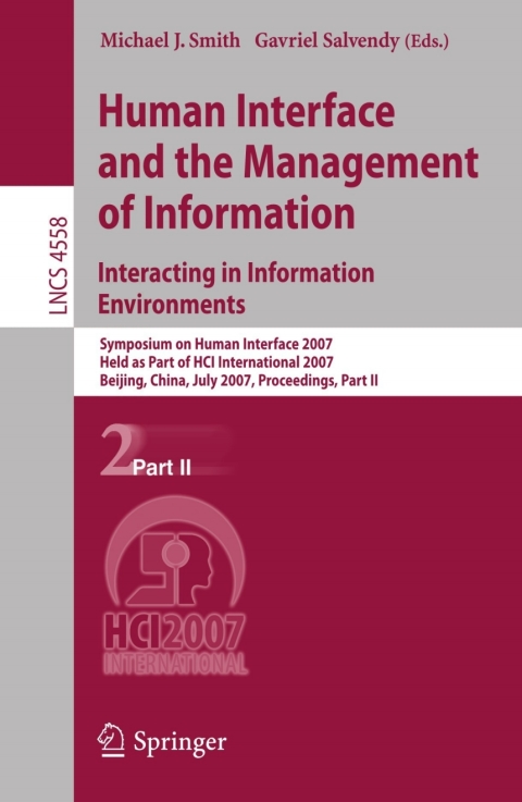 Cover image for book Human Interface and the Management of Information. Interacting in Information Environments