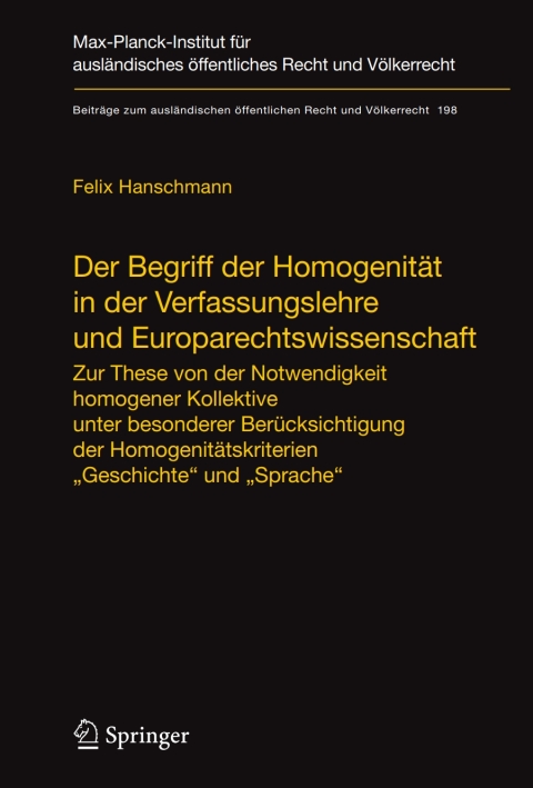 Cover image for book Der Begriff der Homogenität in der Verfassungslehre und Europarechtswissenschaft