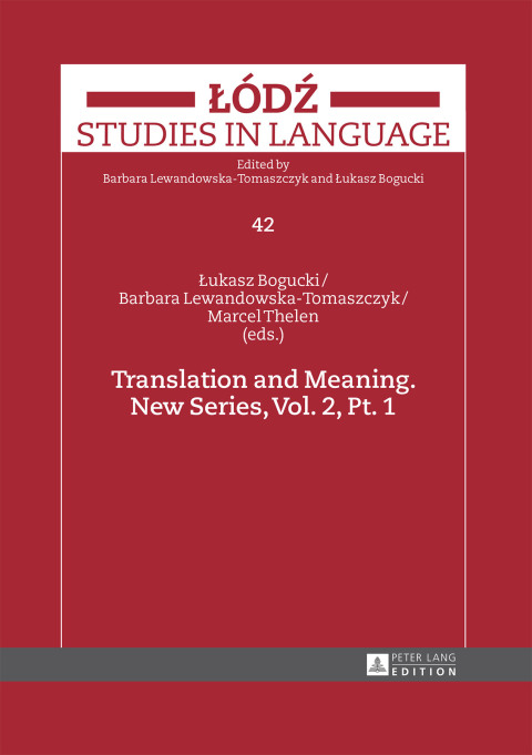 Cover image for book Translation and Meaning. New Series, Vol. 2, Pt. 1