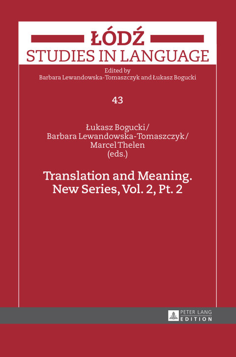 Cover image for book Translation and Meaning. New Series, Vol. 2, Pt. 2