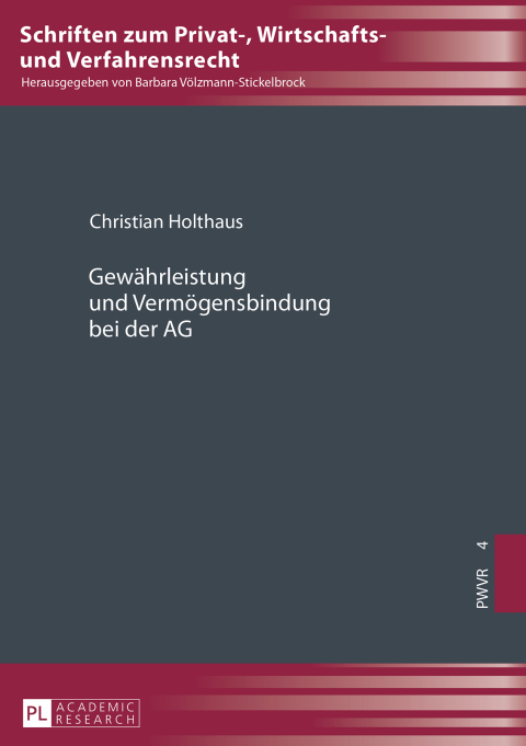 Cover image for book Gewaehrleistung und Vermoegensbindung bei der AG