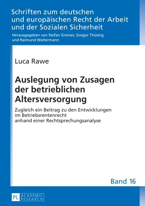 Cover image for book Auslegung von Zusagen der betrieblichen Altersversorgung