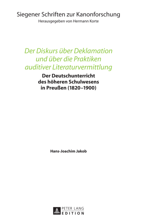 Cover image for book Der Diskurs ueber Deklamation und ueber die Praktiken auditiver Literaturvermittlung