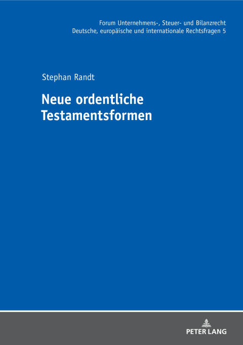 Cover image for book Neue ordentliche Testamentsformen