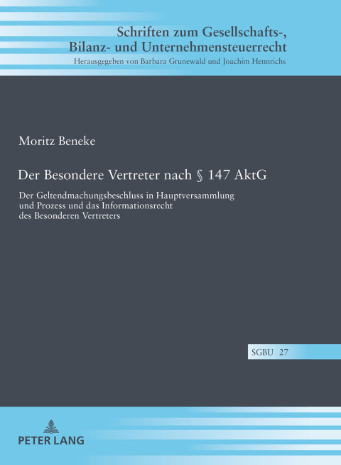 Cover image for book Der Besondere Vertreter nach § 147 AktG