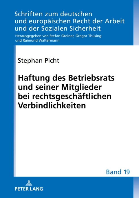 Cover image for book Haftung des Betriebsrats und seiner Mitglieder bei rechtsgeschaeftlichen Verbindlichkeiten