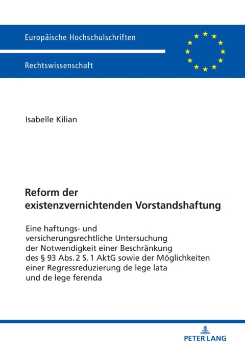 Cover image for book Reform der existenzvernichtenden Vorstandshaftung