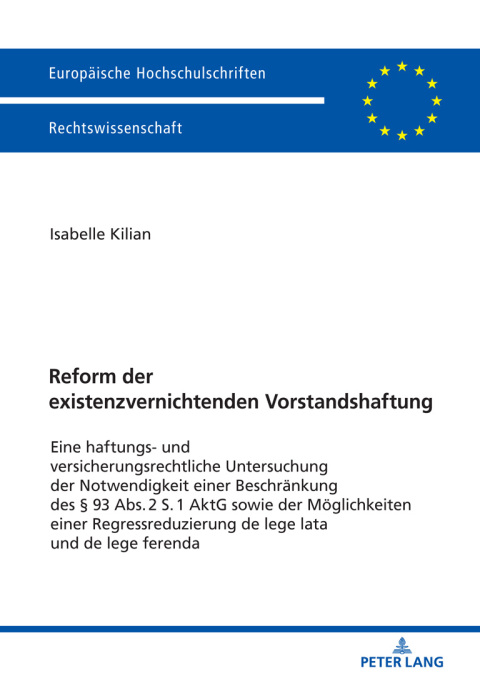 Cover image for book Reform der existenzvernichtenden Vorstandshaftung