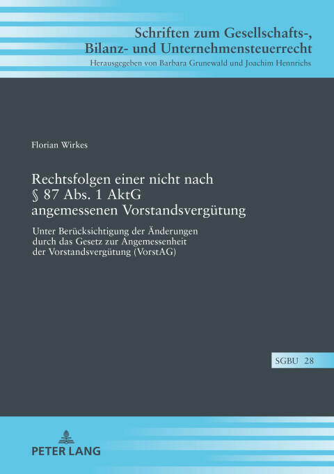 Cover image for book Rechtsfolgen einer nicht nach § 87 Abs. 1 AktG angemessenen Vorstandsverguetung
