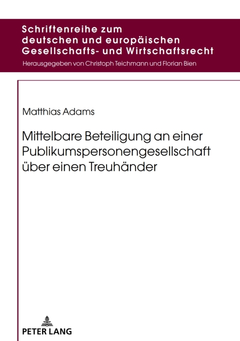 Cover image for book Mittelbare Beteiligung an einer Publikumspersonengesellschaft ueber einen Treuhaender