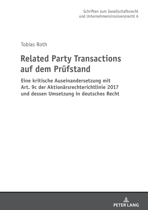 Cover image for book Related Party Transactions auf dem Pruefstand