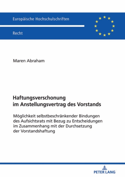 Cover image for book Haftungsverschonung im Anstellungsvertrag des Vorstands