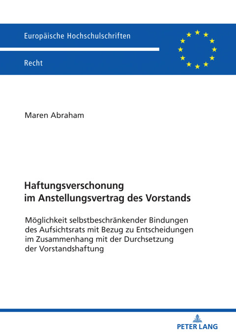 Cover image for book Haftungsverschonung im Anstellungsvertrag des Vorstands