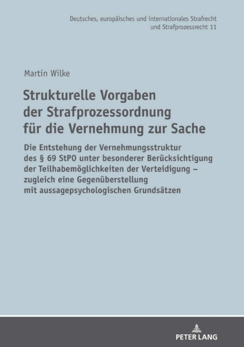 Cover image for book Strukturelle Vorgaben der Strafprozessordnung fuer die Vernehmung zur Sache
