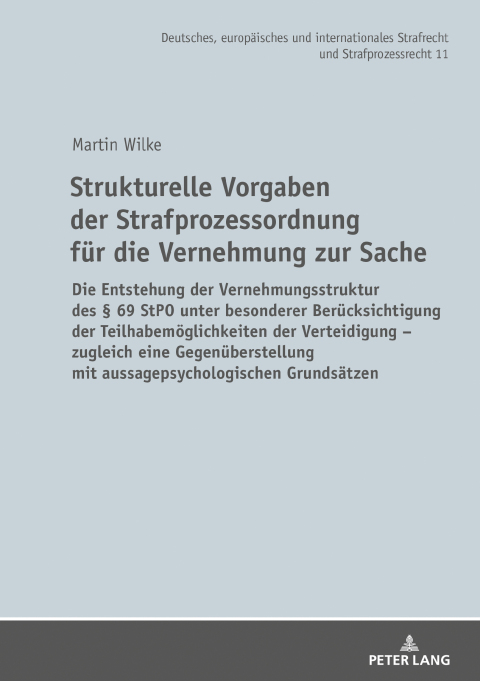 Cover image for book Strukturelle Vorgaben der Strafprozessordnung fuer die Vernehmung zur Sache