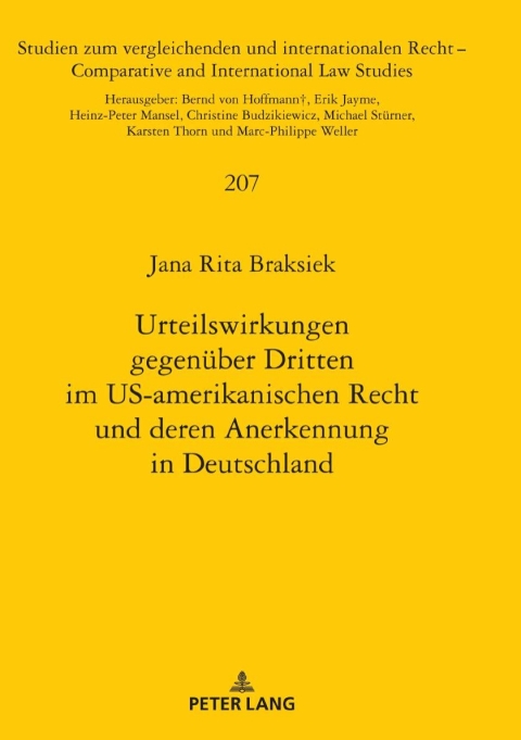 Cover image for book Urteilswirkungen gegenueber Dritten im US-amerikanischen Recht und deren Anerkennung in Deutschland