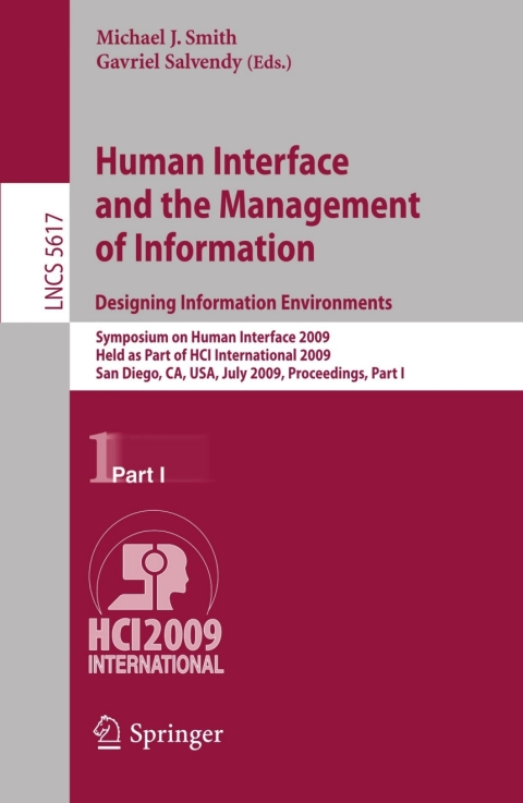 Cover image for book Human Interface and the Management of Information. Designing Information Environments