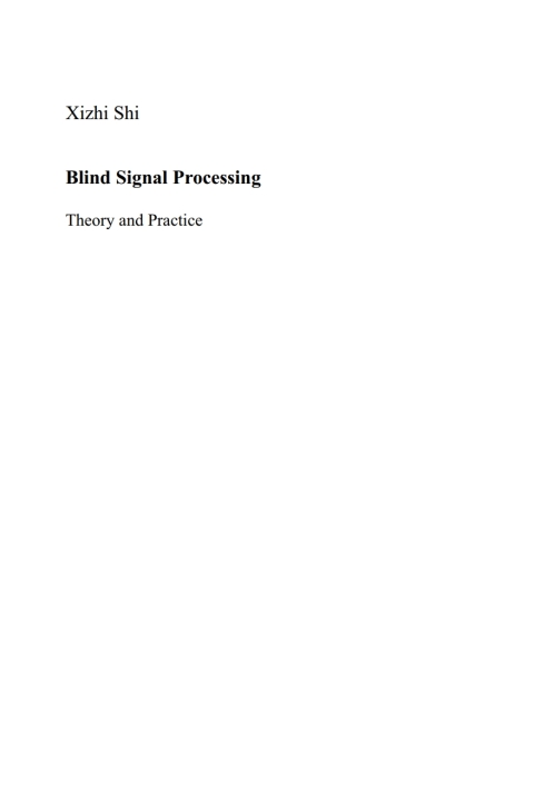 Cover image for book Blind Signal Processing