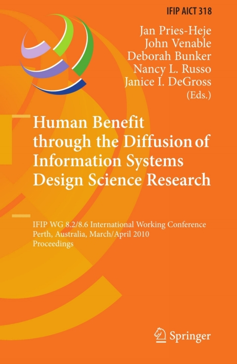 Cover image for book Human Benefit through the Diffusion of Information Systems Design Science Research