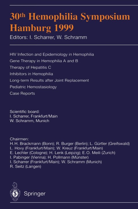 Cover image for book 30th Hemophilia Symposium Hamburg 1999