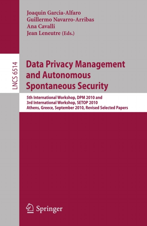 Cover image for book Data Privacy Management and Autonomous Spontaneous Security