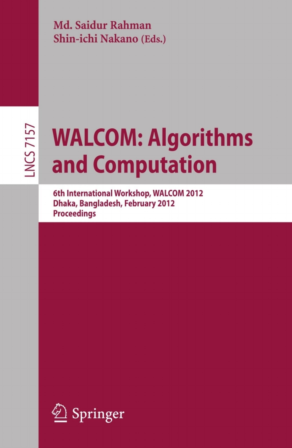 WALCOM: Algorithm and Computation - 1st Edition (eBook)