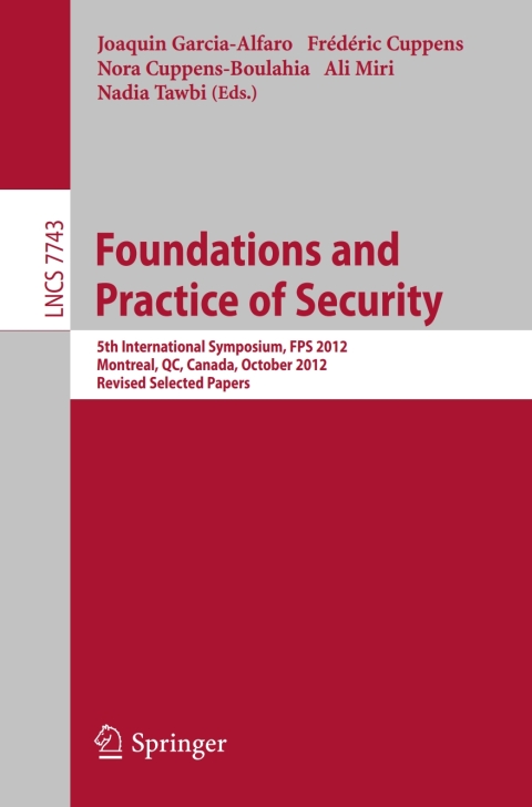 Cover image for book Foundations and Practice of Security