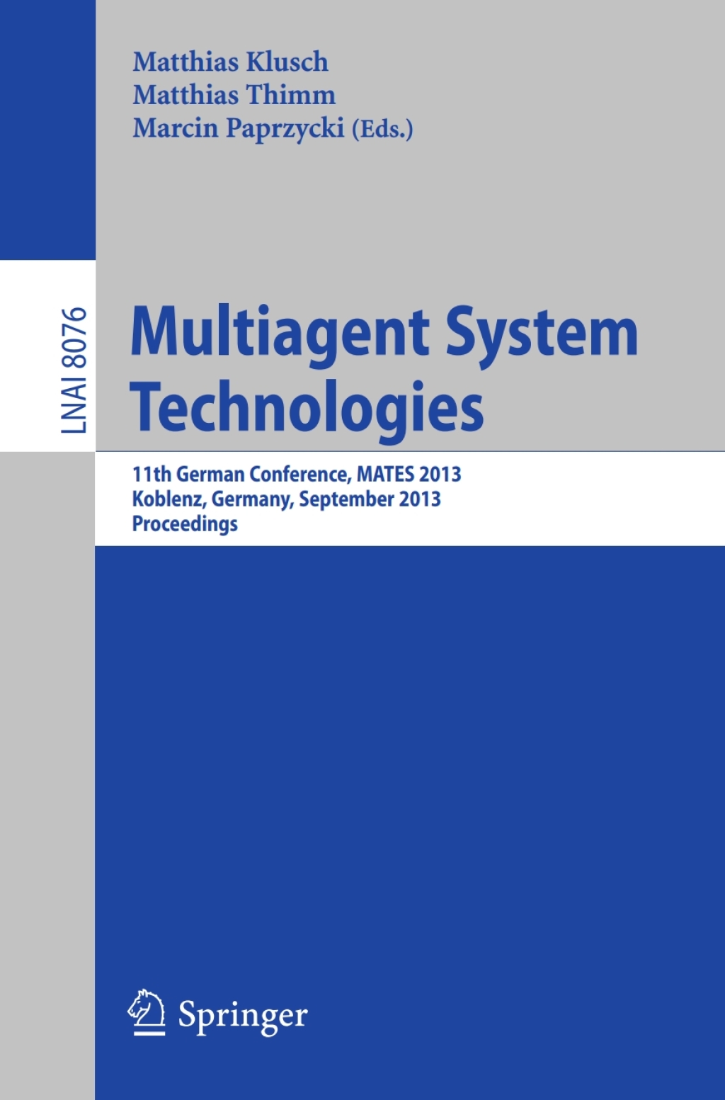 Multiagent System Technologies (eBook)