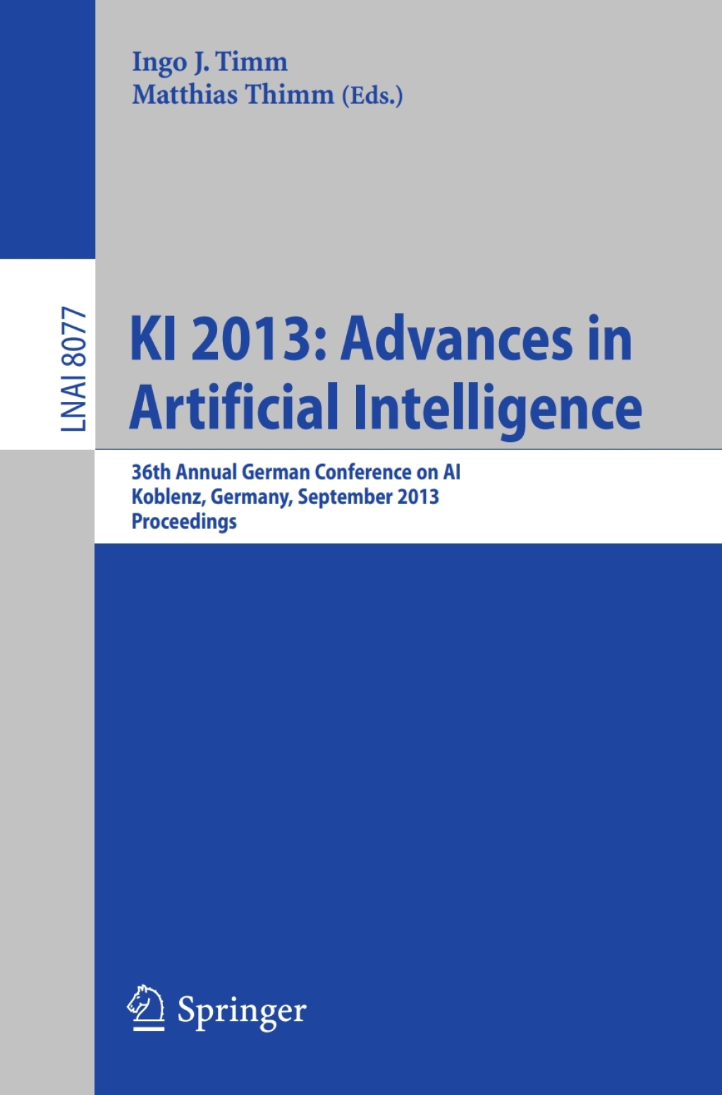 KI 2013: Advances in Artificial Intelligence (eBook) - Ingo J. Timm