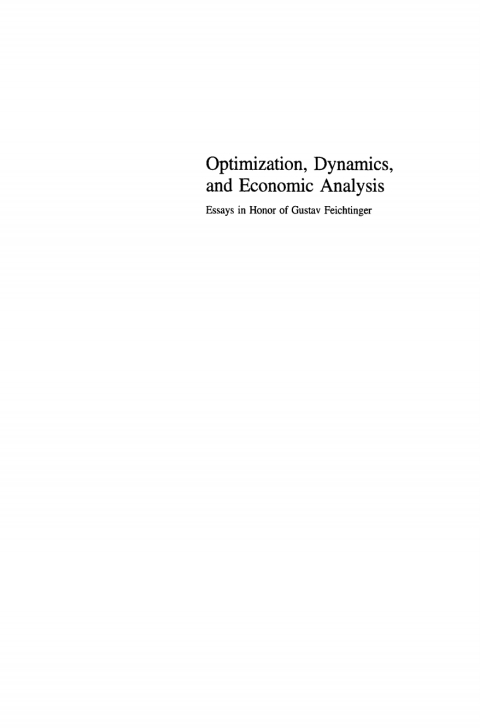 Cover image for book Optimization, Dynamics, and Economic Analysis