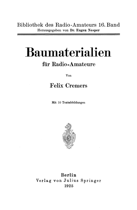 Cover image for book Baumaterialien für Radio-Amateure