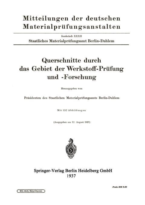 Cover image for book Querschnitte durch das Gebiet der Werkstoff-Prüfung und -Forschung