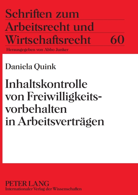 Cover image for book Inhaltskontrolle von Freiwilligkeitsvorbehalten in Arbeitsvertraegen