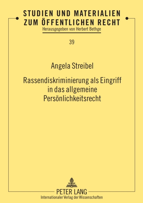 Cover image for book Rassendiskriminierung als Eingriff in das allgemeine Persoenlichkeitsrecht