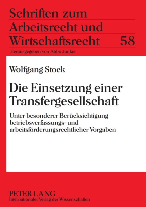 Cover image for book Die Einsetzung einer Transfergesellschaft