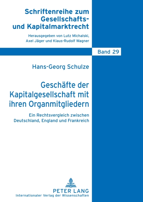 Cover image for book Geschaefte der Kapitalgesellschaft mit ihren Organmitgliedern
