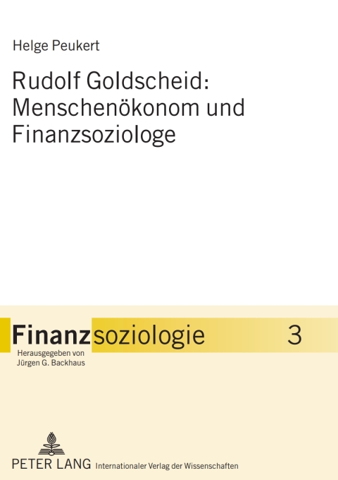 Cover image for book Rudolf Goldscheid: Menschenoekonom und Finanzsoziologe