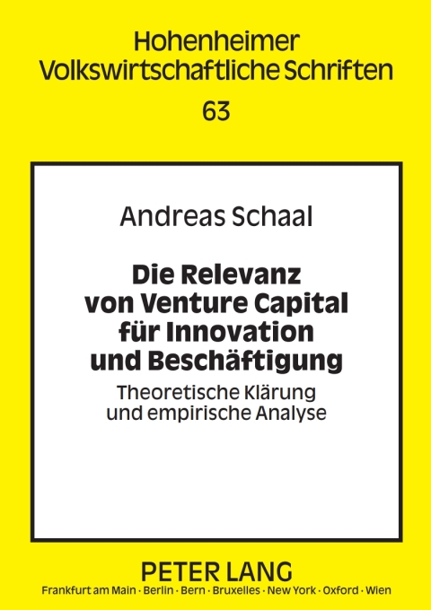 Cover image for book Die Relevanz von Venture Capital fuer Innovation und Beschaeftigung