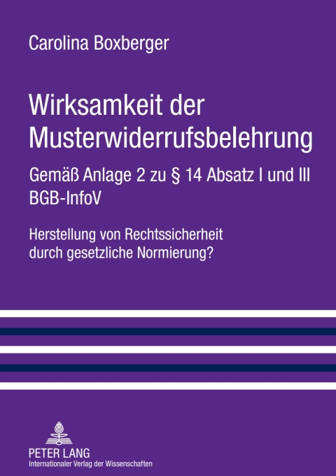 Cover image for book Wirksamkeit der Musterwiderrufsbelehrung