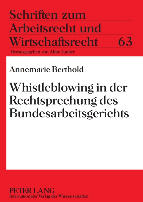 Cover image for book Whistleblowing in der Rechtsprechung des Bundesarbeitsgerichts