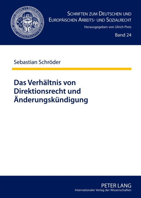 Cover image for book Das Verhaeltnis von Direktionsrecht und Aenderungskuendigung