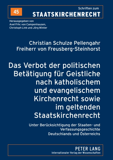 Cover image for book Das Verbot der politischen Betaetigung fuer Geistliche nach katholischem und evangelischem Kirchenrecht sowie im geltenden Staatskirchenrecht