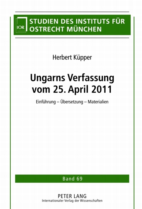 Cover image for book Ungarns Verfassung vom 25. April 2011
