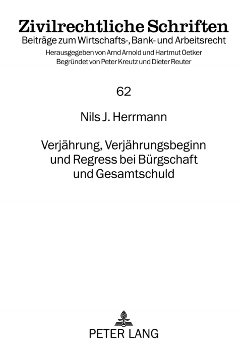 Cover image for book Verjaehrung, Verjaehrungsbeginn und Regress bei Buergschaft und Gesamtschuld