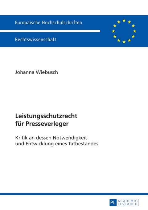 Cover image for book Leistungsschutzrecht fuer Presseverleger