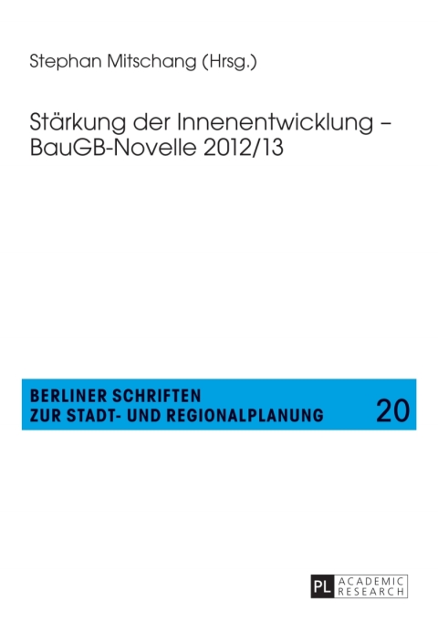 Cover image for book Staerkung der Innenentwicklung – BauGB-Novelle 2012/13