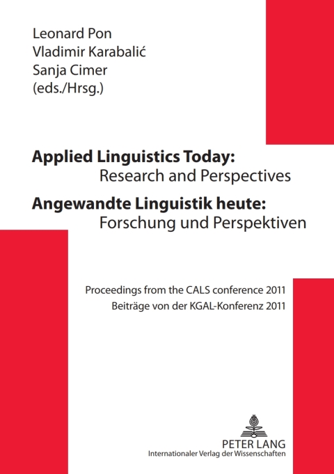 Cover image for book Applied Linguistics Today: Research and Perspectives - Angewandte Linguistik heute: Forschung und Perspektiven