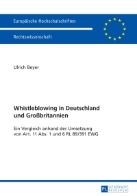 Omslagafbeelding: Whistleblowing in Deutschland und Großbritannien 1st edition 9783631628195