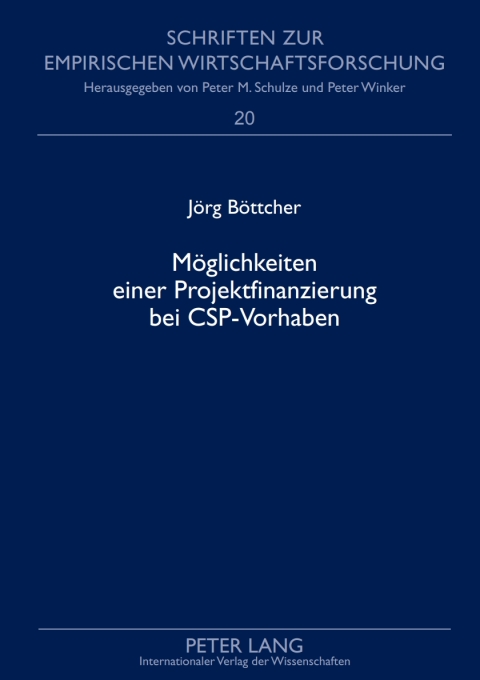 Cover image for book Moeglichkeiten einer Projektfinanzierung bei CSP-Vorhaben