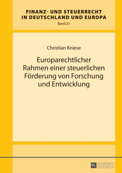 Cover image for book Europarechtlicher Rahmen einer steuerlichen Foerderung von Forschung und Entwicklung
